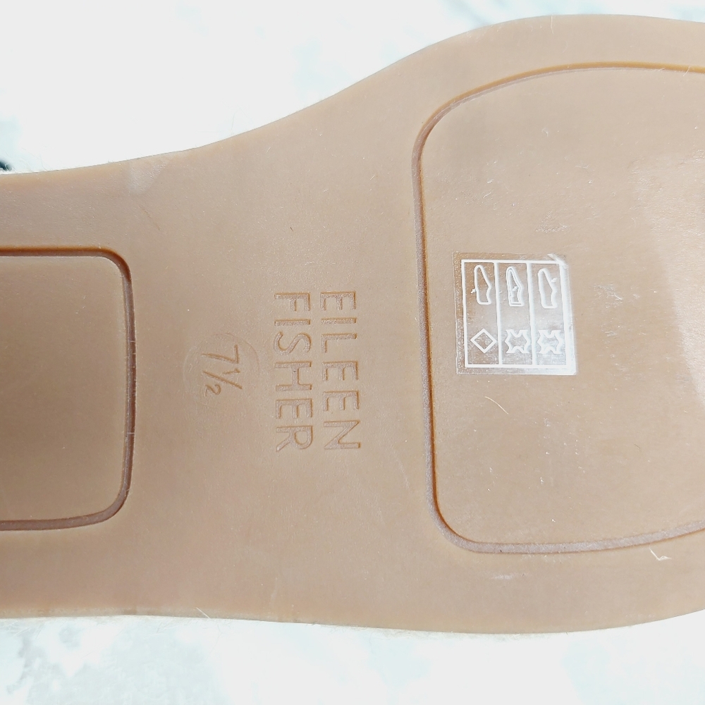 New Eileen Fisher Leather Lace Up D'Orsay Espadrille Black Flat Sandals F590 - Picture 9 of 12